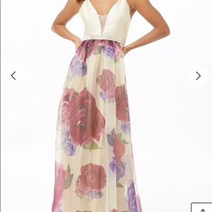 Rose floral satin gown size L